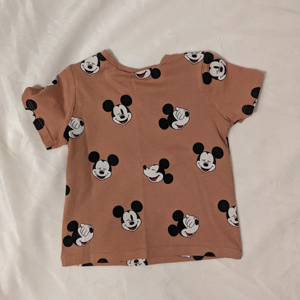 NWT H&M x Disney Mickey Mouse 2PC Organic-Cotton Top & Denim Shorts 6m